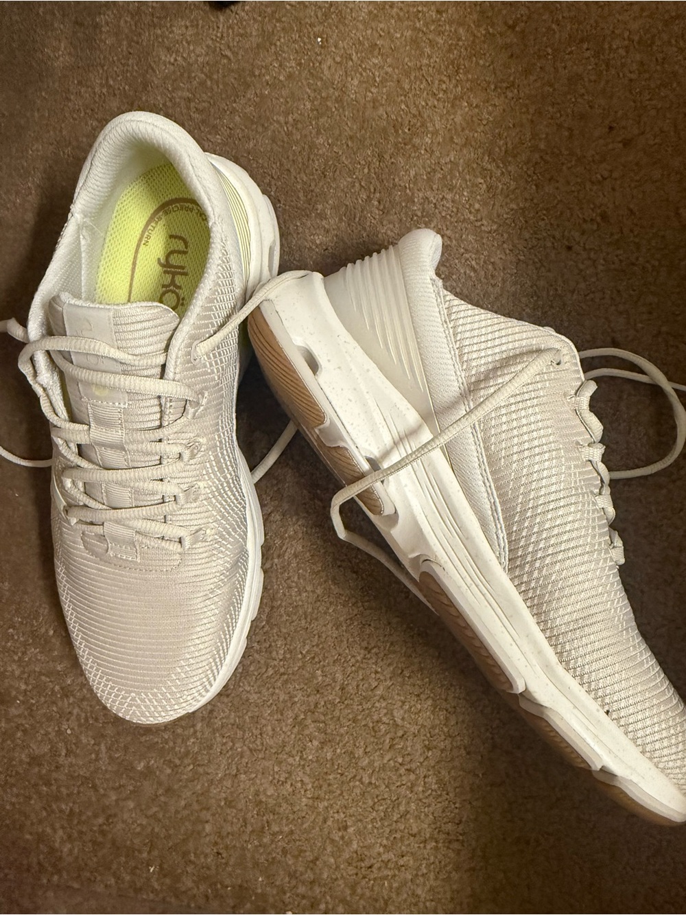 Ryka Women's Knit Sneakers in Light Beige with White Sole